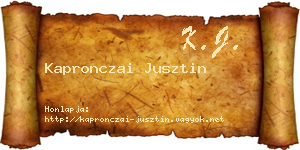 Kapronczai Jusztin névjegykártya